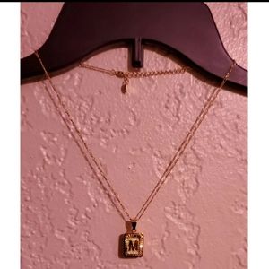 EUC Bracha Gold Initial Tag Necklace 'M'